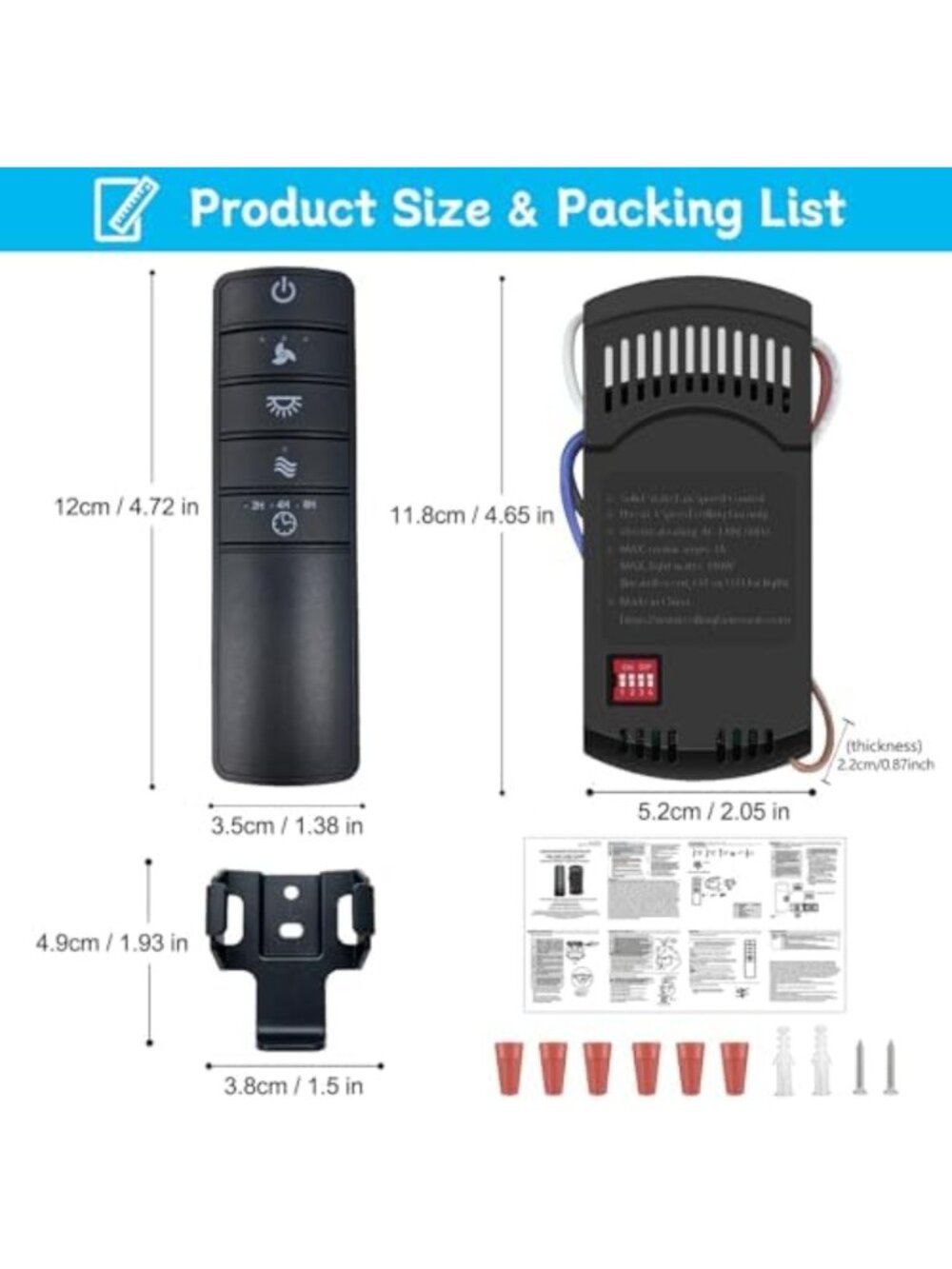 3-Speed Universal Ceiling Fan Remote Control Kit with Receiver - Easy Install - Picture 5 of 7